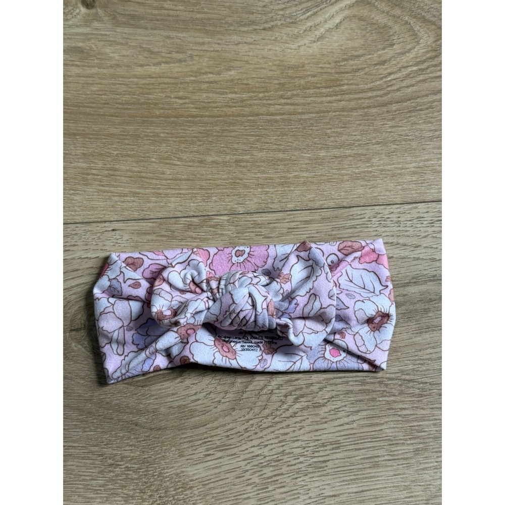 EUC Baby Girl Caden Lane bow headband floral pink size 0-3 months